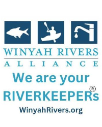 Winyah Rivers Alliance logo with fish, kayaker, and faucet icons.